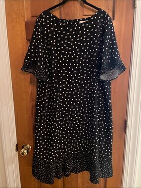 Elle Women’s XXL Black and White Polka Dot Dress